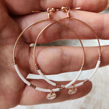 Blush White Beaded Hoop Earrings