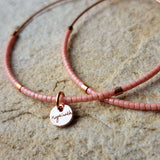 Coral Beaded Hoop Earrings