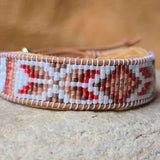 Sacral Harvest Glow Flight of the Butterly Peach Moonstone Medium Beaded Cuff Bracelet