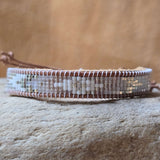 Lucid Dreams Third Eye White Opal Small Beaded Cuff Bracelet