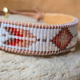 Sacral Harvest Glow Flight of Courage Peach Moonstone Medium Beaded Cuff Bracelet