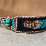 Echoed Truth Feather Turquoise Medium Beaded Cuff Bracelet