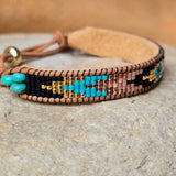 Echoed Truth Third Eye Turquoise Small Beaded Cuff Bracelet