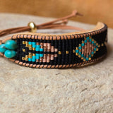 Echoed Truth Flight of Courage Turquoise Medium Beaded Cuff Bracelet