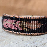 Rooted Radiance Feather Garnet Medium Beaded Cuff Bracelet