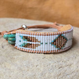 Patina Pulse Flight of Courage Turquoise Medium Beaded Cuff Bracelet