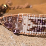 Twilight Flight of Courage Amethyst Medium Beaded Cuff Bracelet