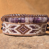 Twilight Flight of the Butterfly Amethyst Medium Beaded Cuff Bracelet