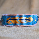 Feather Bracelet | Sapphire Glow Collection | Handmade Native American Beaded Cuff