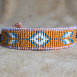Flight of Courage Bracelet | Sapphire Glow Collection | Handmade Native American Beaded Cuff