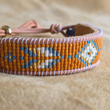 Flight of Courage Bracelet | Sapphire Glow Collection | Handmade Native American Beaded Cuff