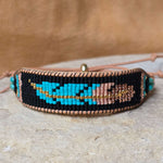 Echoed Truth Turquoise Feather Medium Beaded Cuff Bracelet