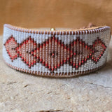 Sacral Harvest Glow Fifth Dimension Peach Moonstone Large Beaded Cuff Bracelet