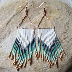emerald city copper fringe earrings