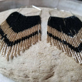 Midnight Large Beaded Fringe Shoulder Duster Earrings