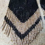 Midnight Large Beaded Fringe Shoulder Duster Earrings