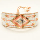 Coral Sands Dream Catcher Pearl handmade beaded bracelet front view